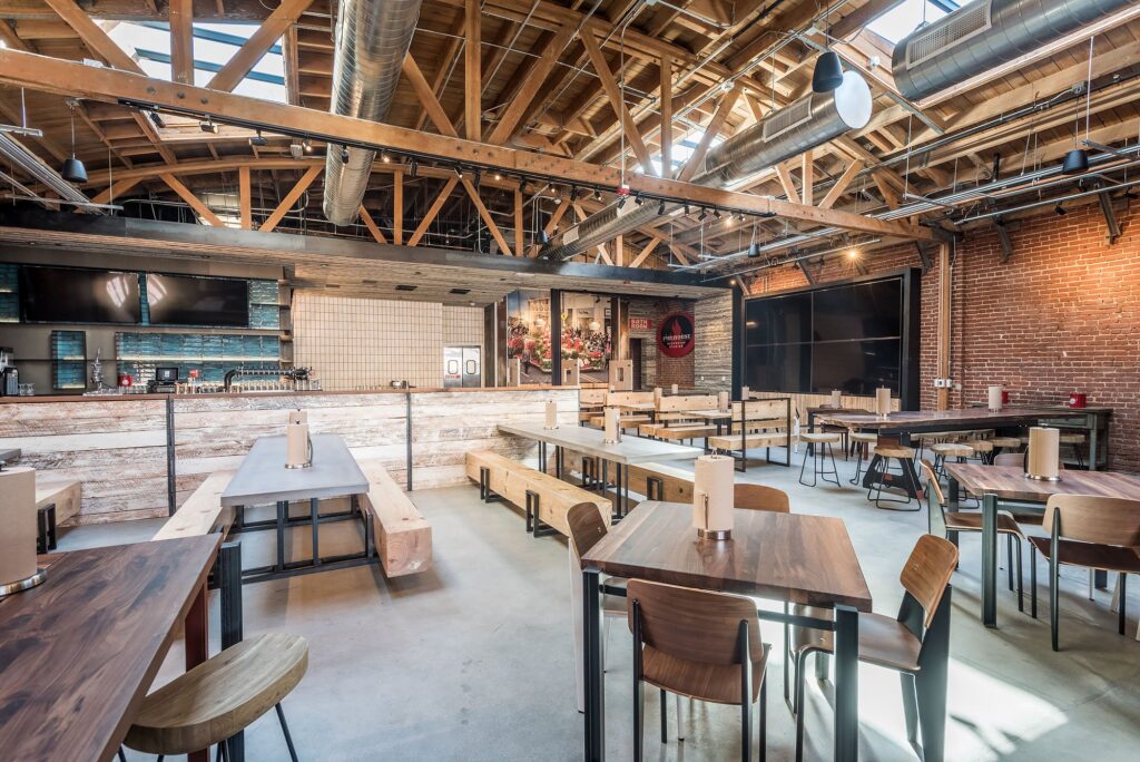 Dorset Bar Stools and Quarry Side Chairs at Crack Shack, Pasadena, CA