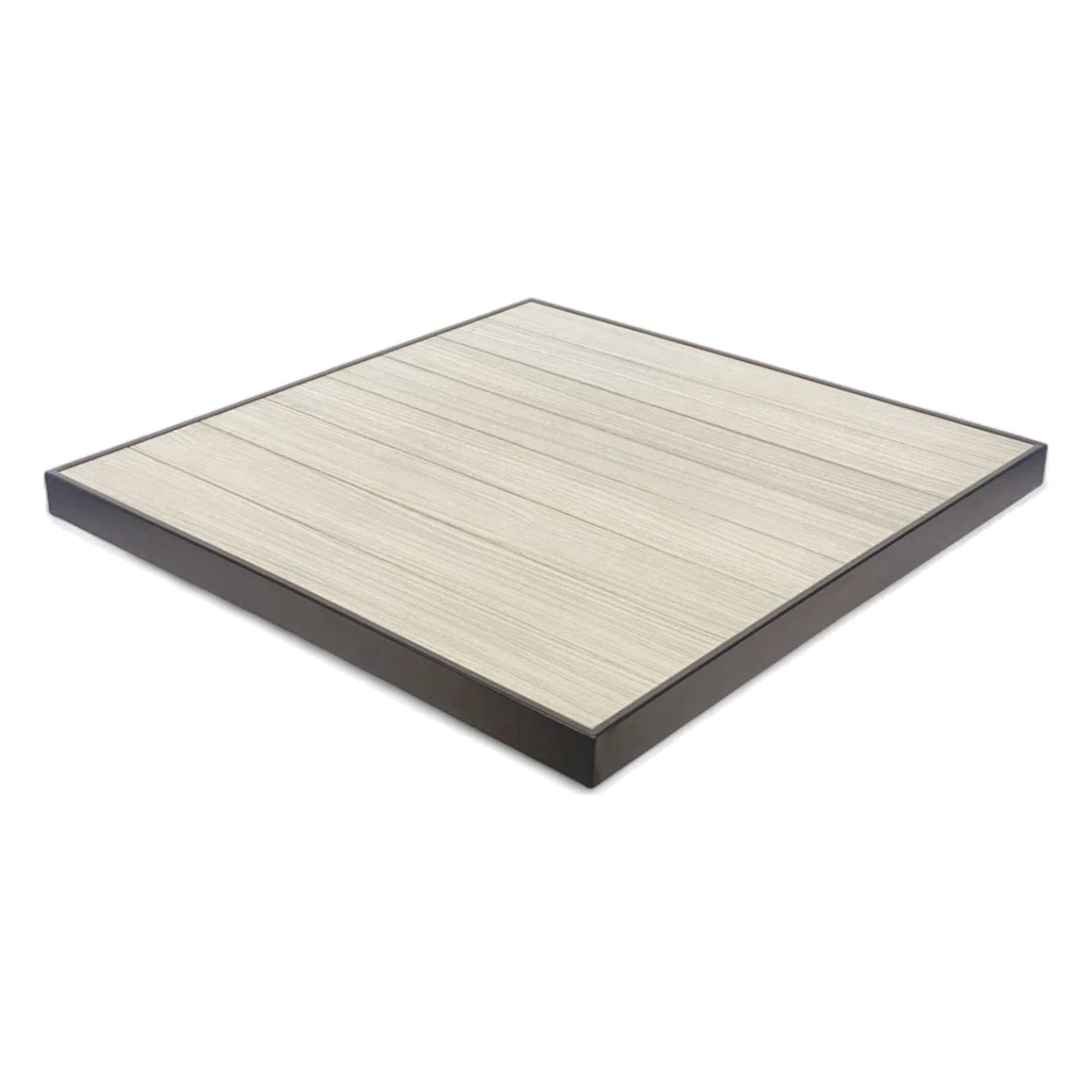 Lido Faux Wood Aluminum Table Top — Black with grey-brown