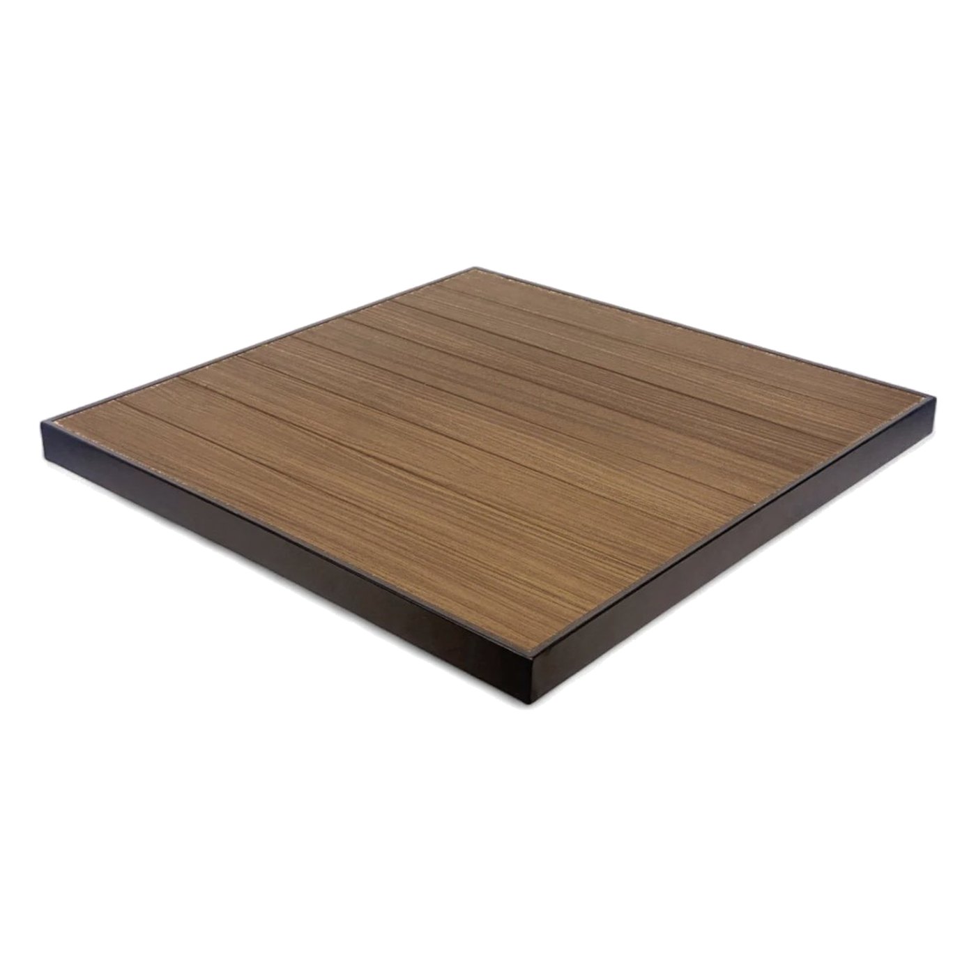 Lido Faux Wood Aluminum Table Top — Black with pecan