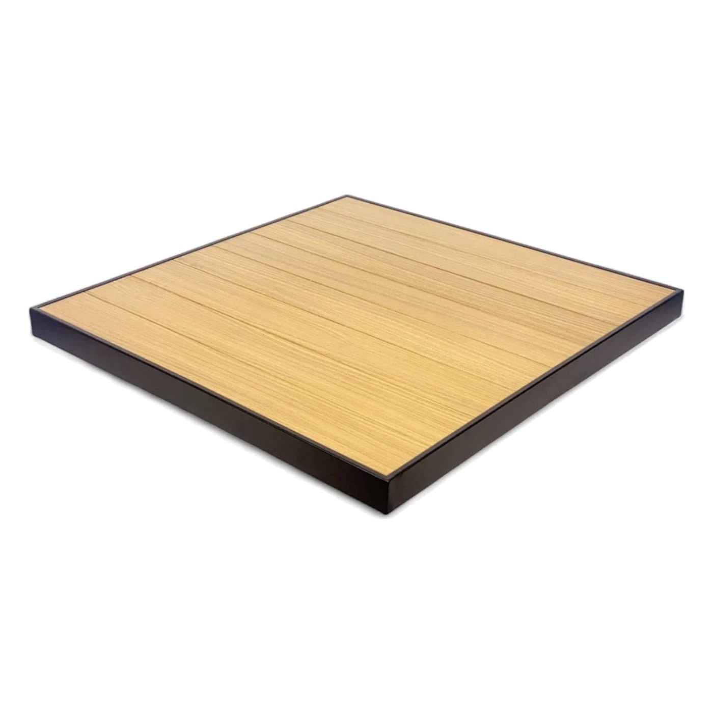 Lido Faux Wood Aluminum Table Top — Black with teak