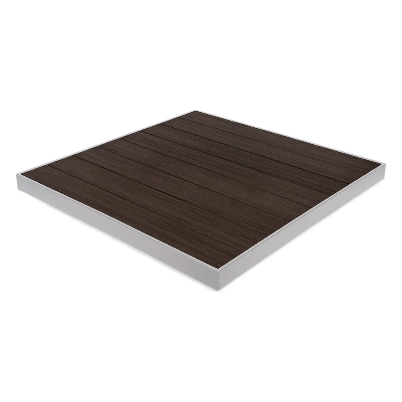 Lido Faux Wood Aluminum Table Top — Silver with espresso