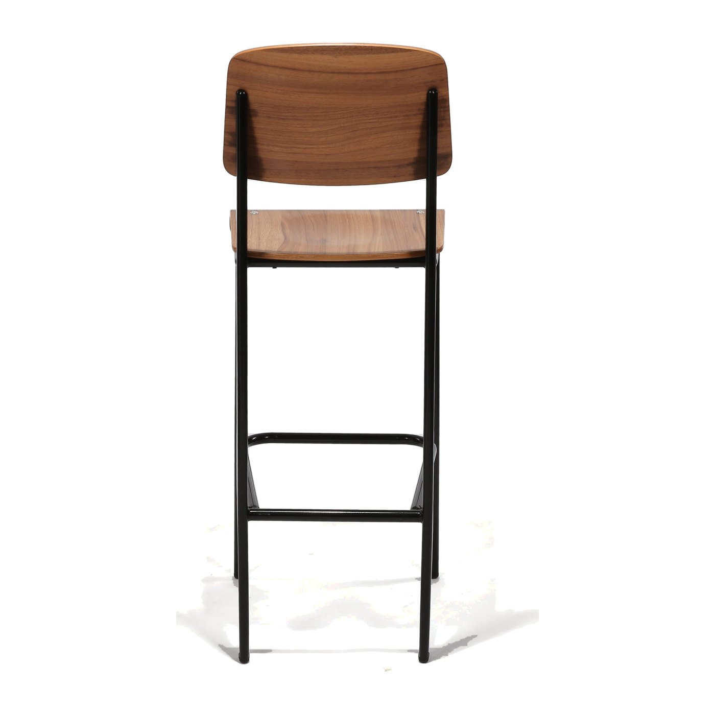 Quarry Bar Stool – black frame, walnut HPL seat and back