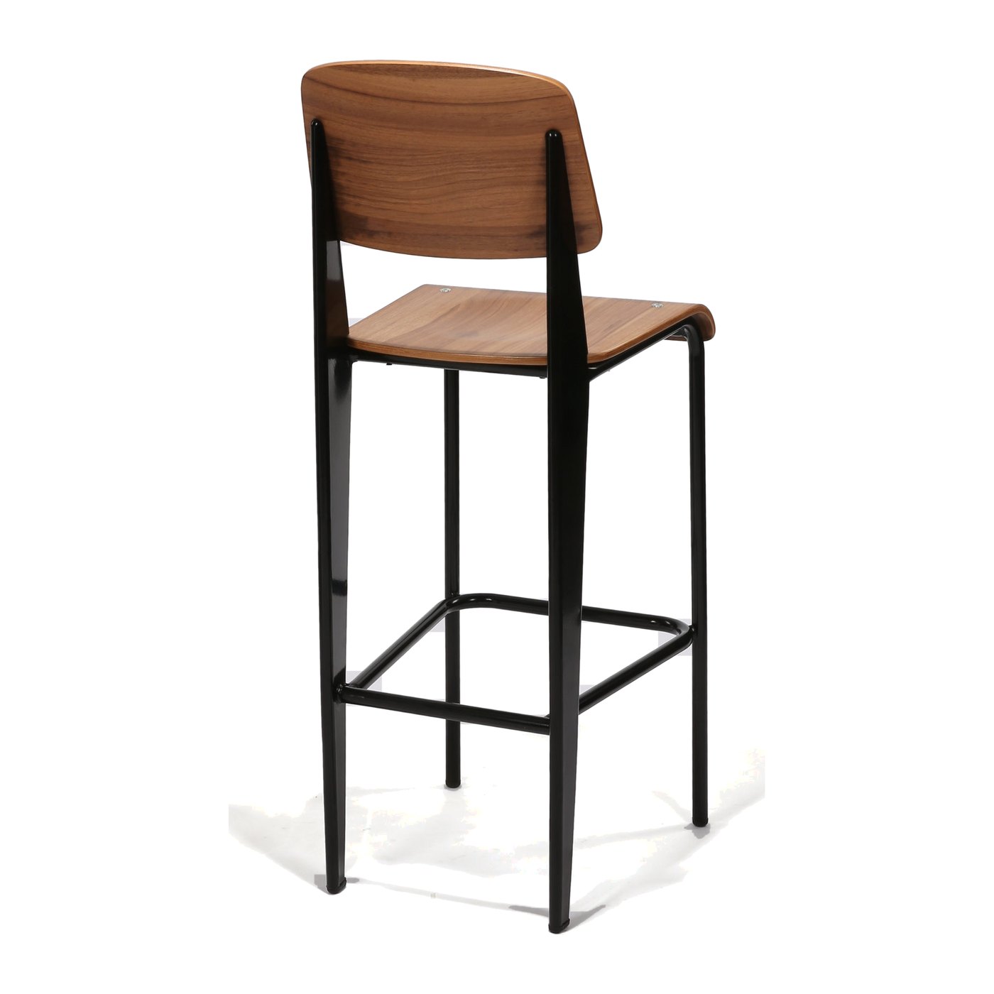 Quarry Bar Stool – black frame, walnut HPL seat and back