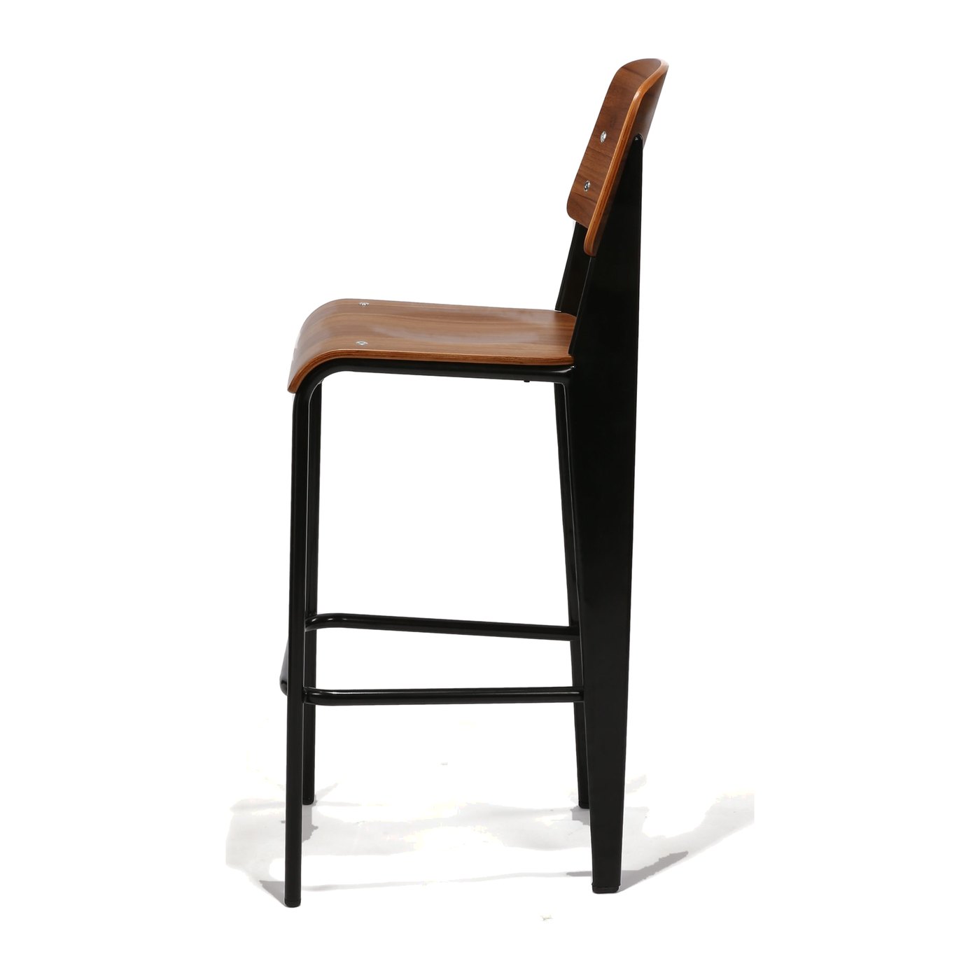 Quarry Bar Stool – black frame, walnut HPL seat and back