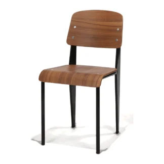 Quarry Side Chair – black frame, walnut HPL seat and back